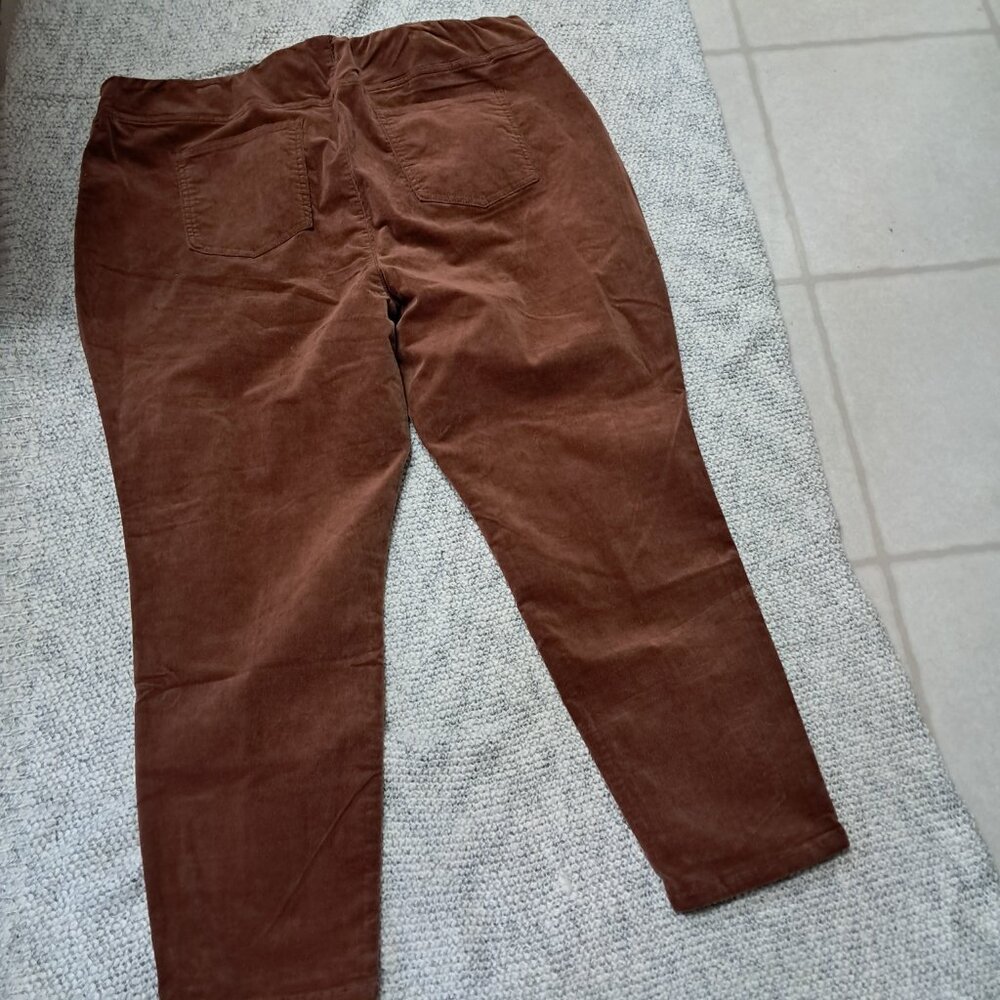 Plus Size 2X Brown Stretch Pull On Pants Soft Casual Trousers